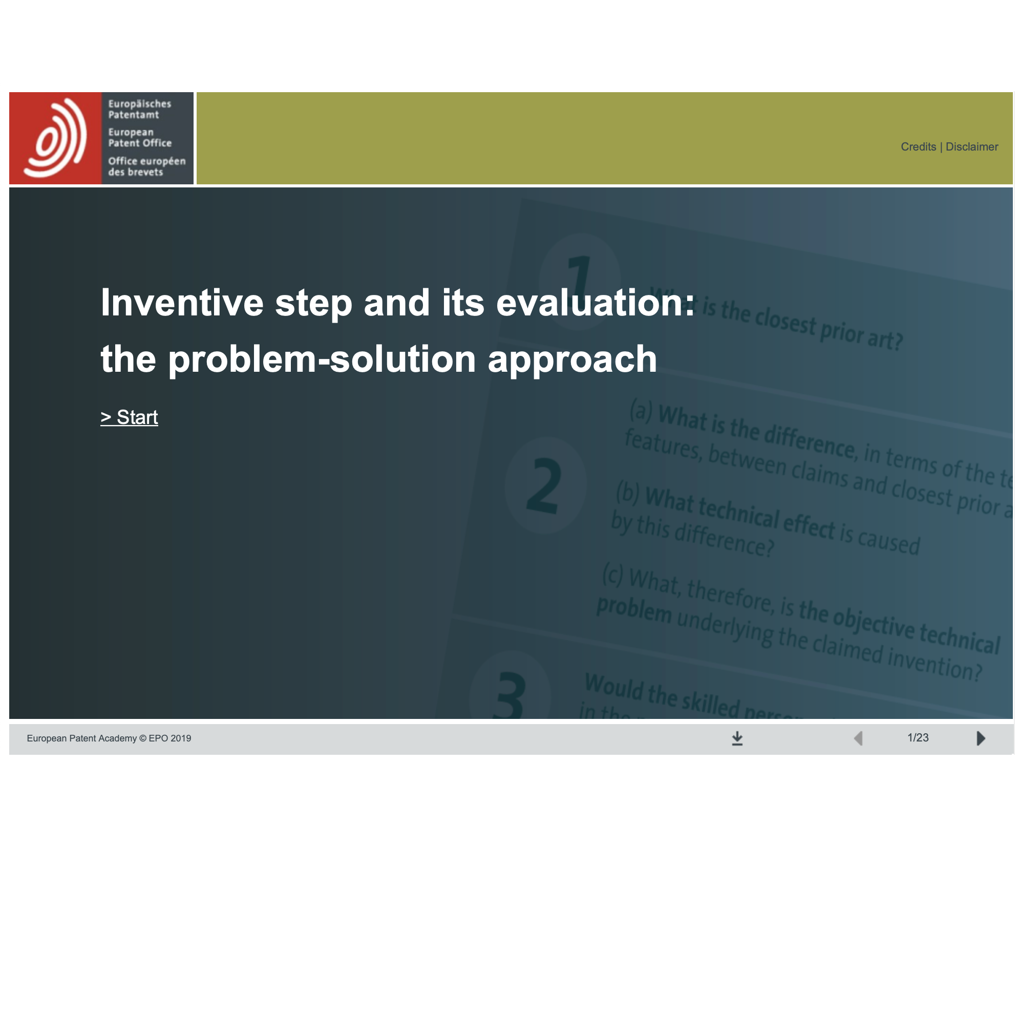 Inventive step and its evaluation: the problem-solution approach